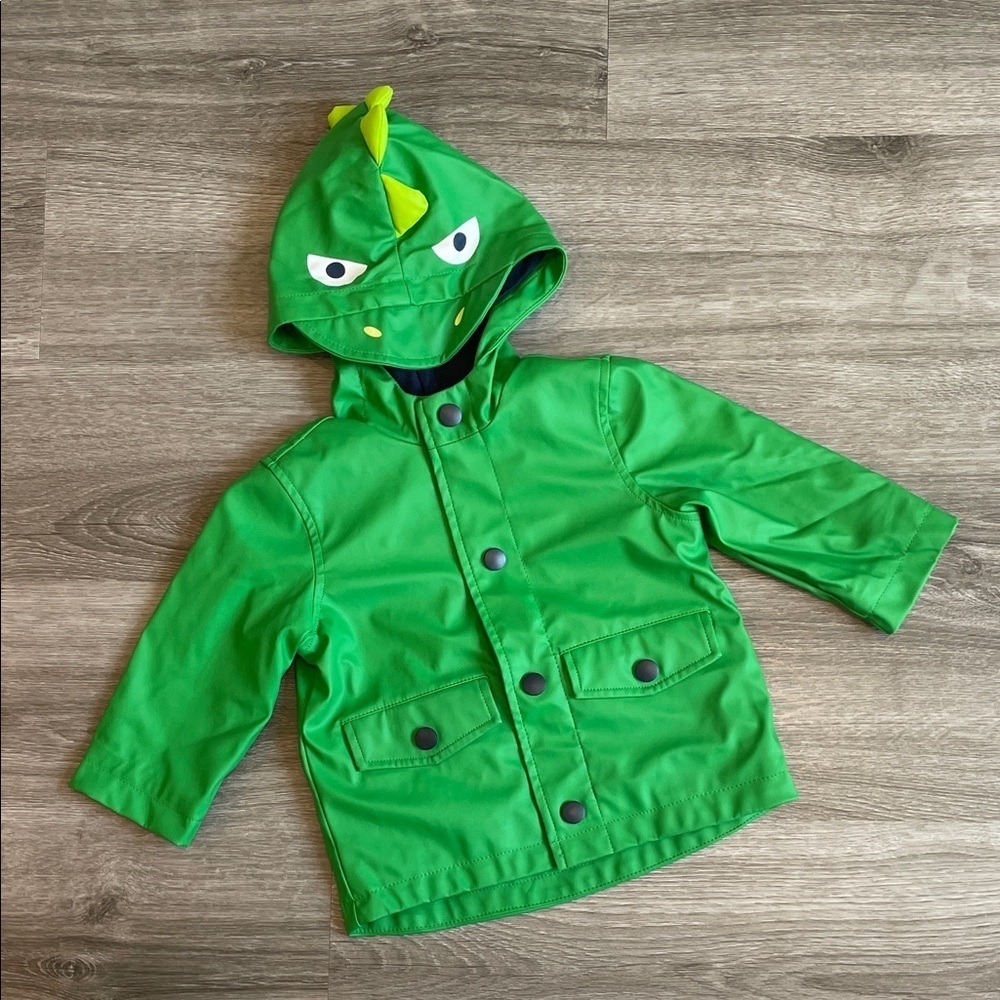 Little Me baby boys green dragon raincoat